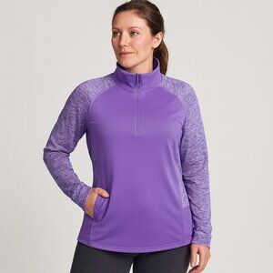 Athletic Works Pullover Top 1/4 Zip Long Sleeves Shades of Purple Medium 8-10